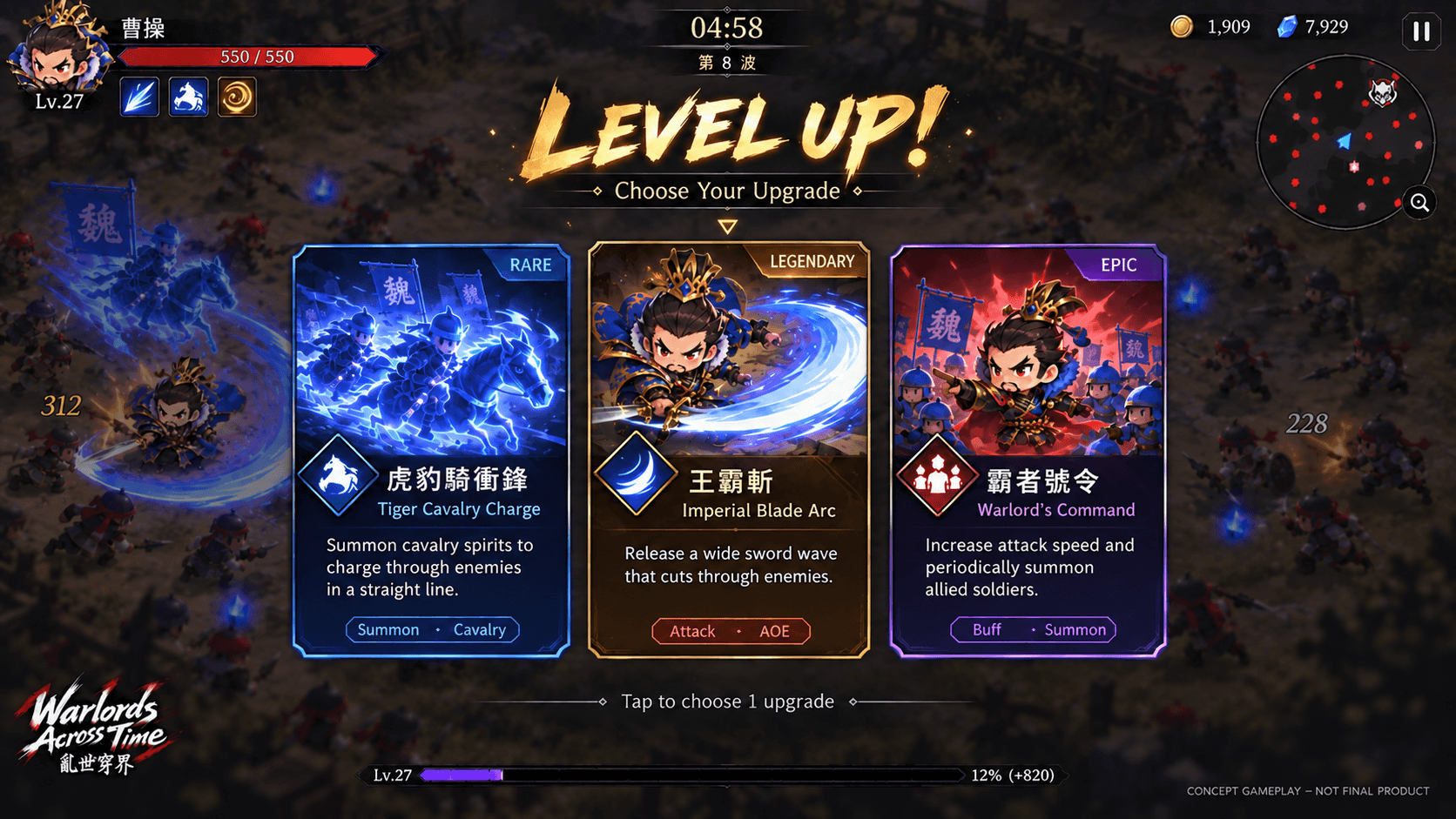 Warlords Across Time — level-up concept visual